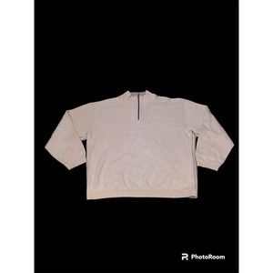 Tommy Bahama Sweater Mens L Cream Beige 1/4 Zip Reversible Pullover Shirt